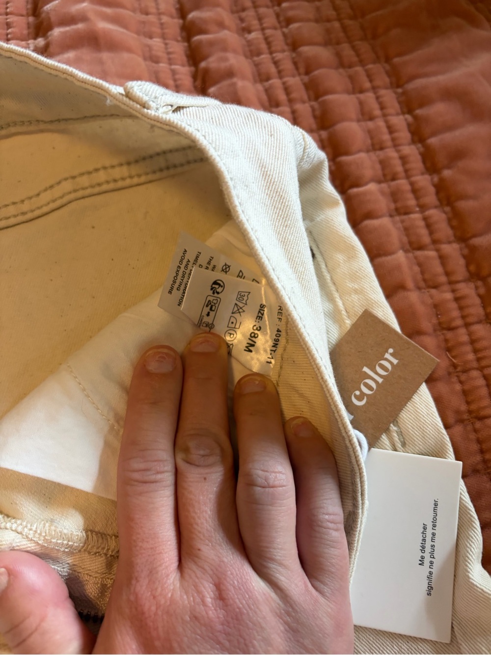 Straight-Leg Women's Jeans in Natural Cream - Picture 2 of 4